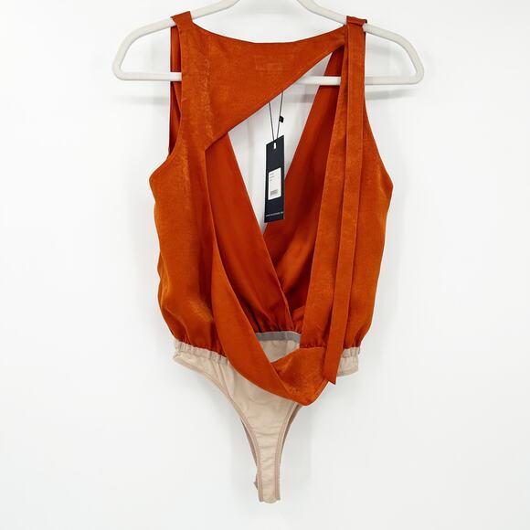NWT Stylestalker Womens Going Out Erick Surplice Cutout Bodysuit Size S Copper - Picture 7 of 7